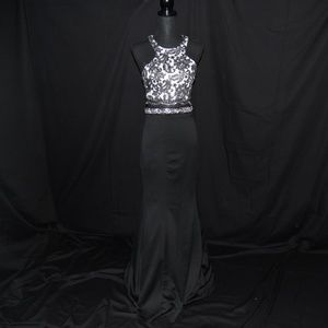 Sequin <3 Hearts, size 5 black/white prom dress